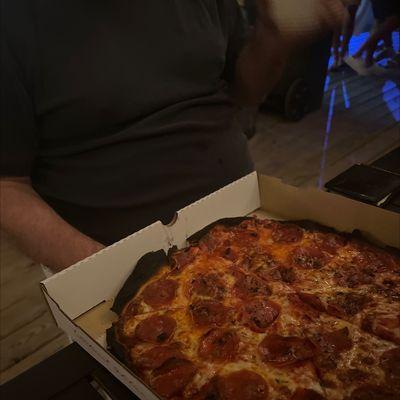 Waiting for over 45 minutes for a pizza, the entire group ate while he waited, this is what he got to take home