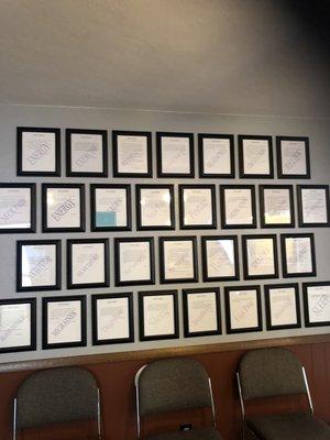 The success wall. Just a few of the many successes stories.
