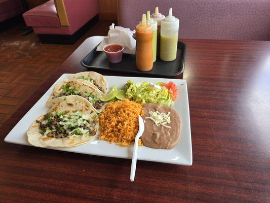 Taco dinner. Yes, I asked for flour tortillas. Excellent!