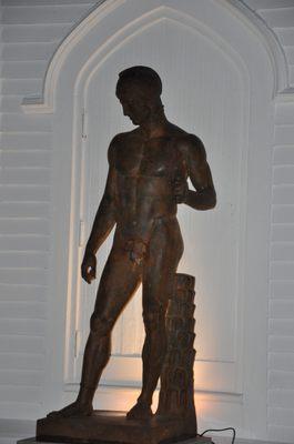 Monumental Iron Statue of a Classical Greek or Roman Male Nude, 19th Century