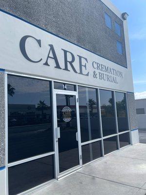 Care Cremation & Burial is located on the corner of Arville and Reno, facing Reno street. 5070 Arville St. #14, Las Vegas, NV 89118.
