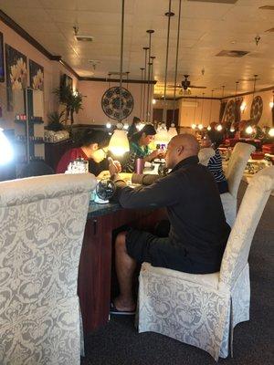 My man getting pampered today..