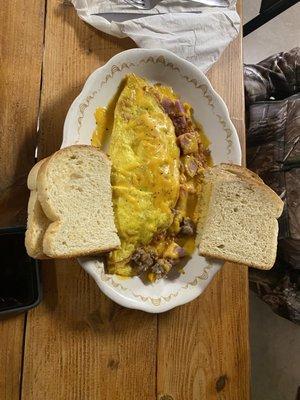 Meat lovers omelette