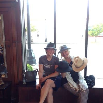 And I had ask Sally, the owner, to take a pic of us with all the hats we bought in the windowsill.