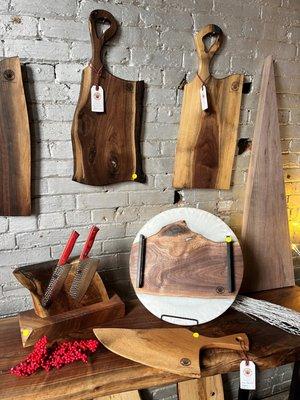 Charcuterie boards and knife block