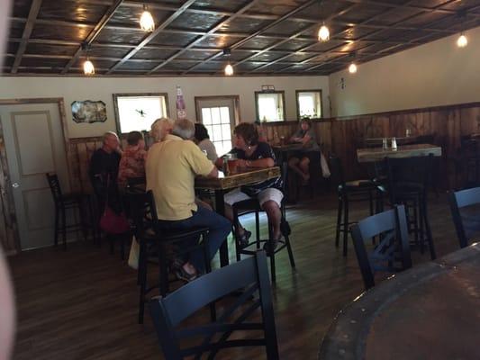 Nice remodel! Contemporary, rustic, and warm.