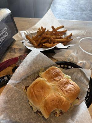 Impossible burger and fries