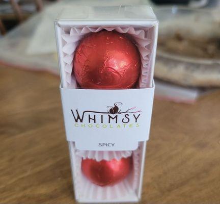 These spicy three piec chocolates were the perfect sweet treat for us !