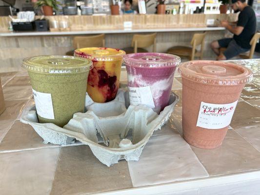 Left to right goddess, supernova, skin harms best in glow, strawberry shake