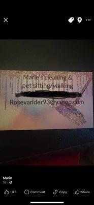 Marie’s Cleaning and Pet Sitting and Walking