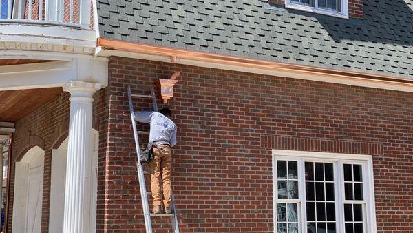 Copper gutters installed in Broadmoor neighborhood.