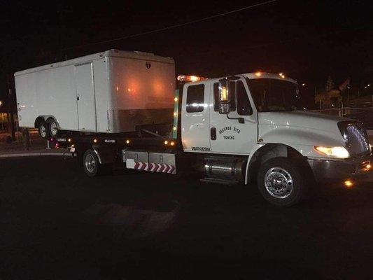 International with a trailer