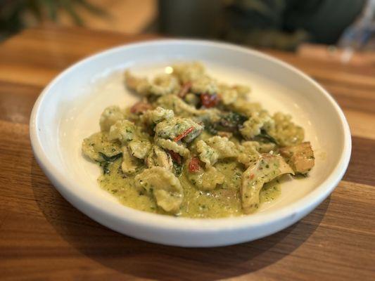 The Creste De Gallo is delicious!! This is an order split in half.