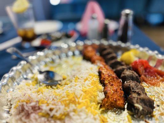 My delicious rice with Sumac sprinkled on with the NOT Dry I repeat NOT DRY M1. Chicken and Beef Koobideh