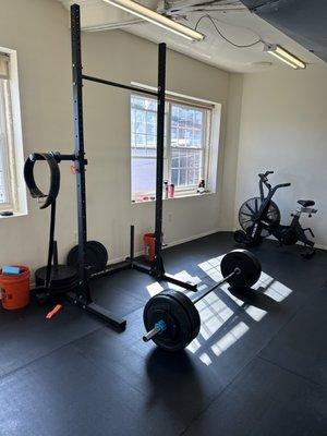 Deadlifts, wrist rolls, pull-ups, Rogue echo bike, we have it all at BC Strength Training
