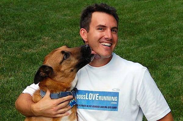 Dogs Love Running! president, John, and loyal client, Jack.