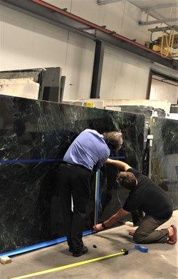 Architects are encouraged to come see the slabs & Identify the features that they would like to  showcase & those they would like to avoid.