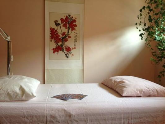 Treatment room at Jade Spring Acupuncture, 626 Frederick Street, Santa Cruz.