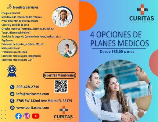 Para aquellas personas que no cuentan con seguro o su seguro tiene co-pagos muy altos, Curitas ofrece varias opciones para su conveniencia.