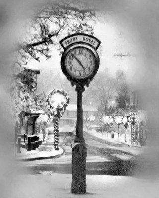 Front Royal Clock at Christmas