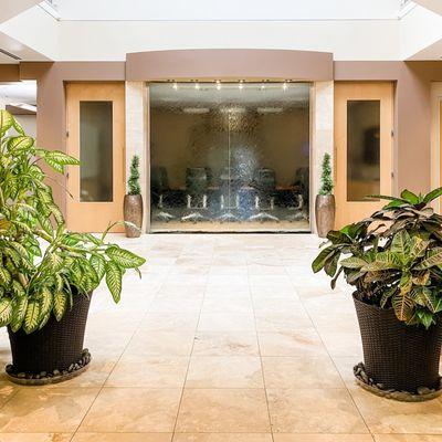 Walking into the building