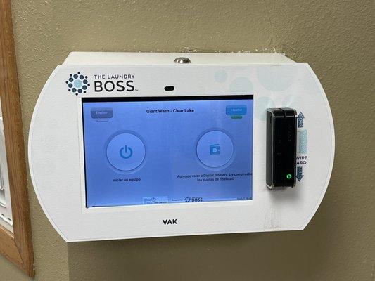 Pay with Card a available next to coin machine