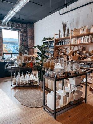 We carry a variety of zero waste, plastic-free, and eco-friendly products, including bulk refill goods.