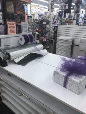 Gift wrapping station.