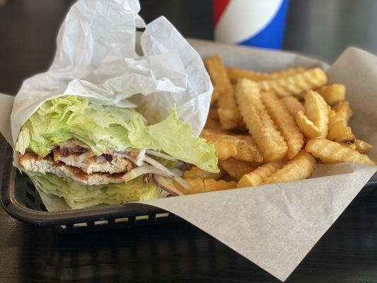 Grilled Chicken Burger (lettuce wrap) combo