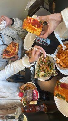 Pizza and vodka ravioli