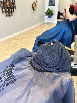 Straight razor with hot towel shave