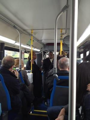 Inside a busy bus