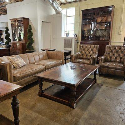 Englishman's carries a selection of leather seating including sofas, swivel chairs and stationery chairs.
