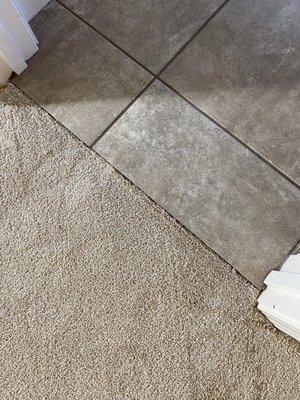 They left the tile edges where it meets carpet exposed