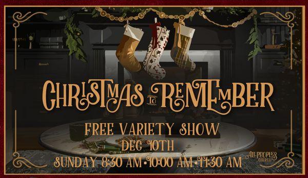 This Free, Family-Friendly, Original Production is FREE to all and will take place on December 10, 2023 at all 3 services 8:30/ 10/ 11:30AM