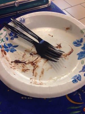 Here lies the remains of a banana Nutella crepe.