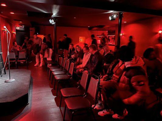Audience area in the basement, bars are located both up and downstairs