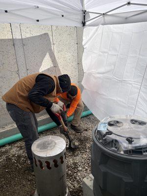 Installing piping for tank-style sewer ejector pump