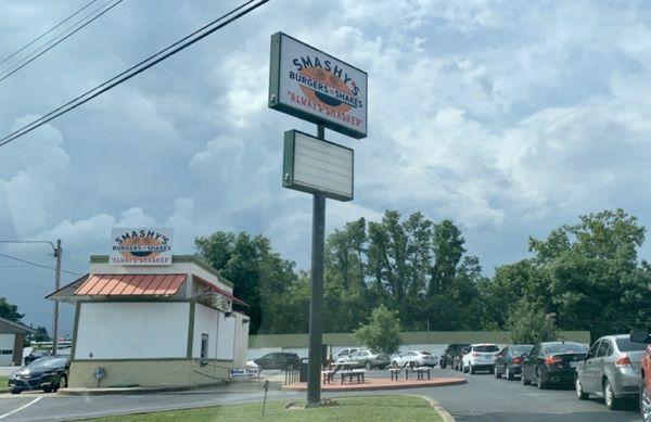 Smashy's Burgers & Shakes. Drive-Thru only. Estimated total wait time (start to pickup): 45-50 min when the line is full.