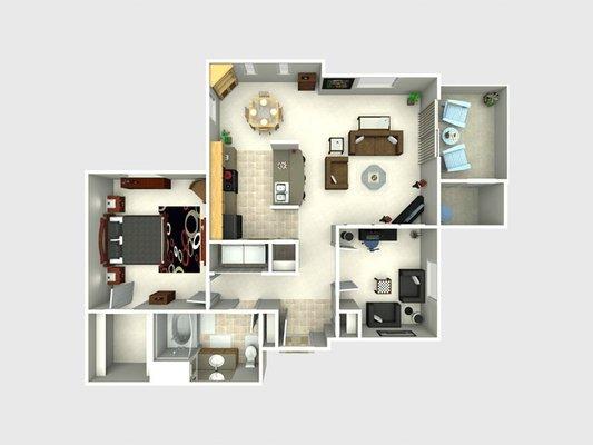 1X1: 1 Bedroom, 1 Bathroom, 964 sq. ft.