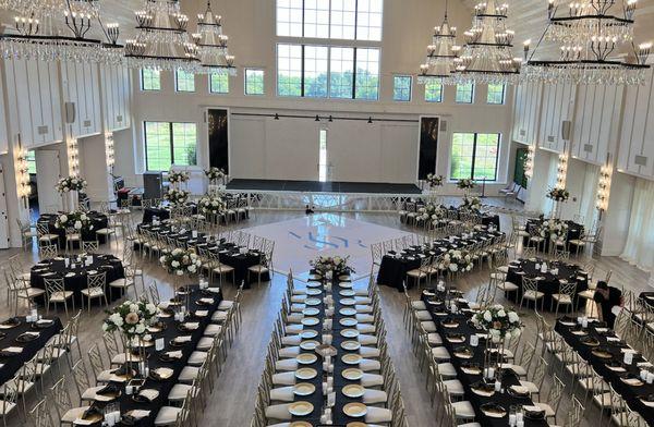 White Dance floor from Levity Events Set-up in Kansas City for a Wedding