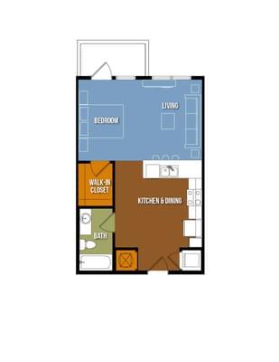 As far as efficiencies go, this is the top of the line in San Antonio. Urban Crest's efficiency plan includes 585 luxurious square feet.