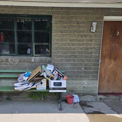 Right outside the "office" door.