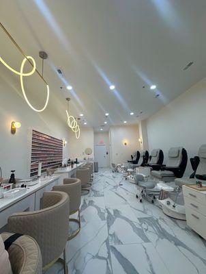 Main floor of nail salon