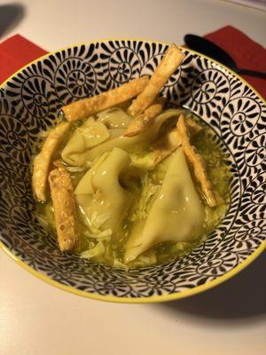 Egg drop wonton soup. $6.50 for a large.