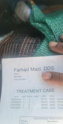 Its proof I was at your office and I received your unprofessional unhumanly care .