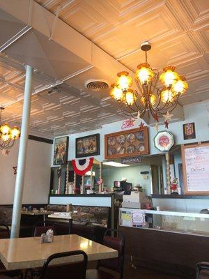 Interior has all American classic diner feel