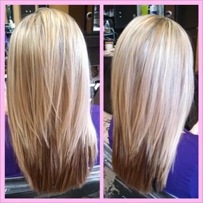 Honey blonde and caramel. Perfect for summertime!