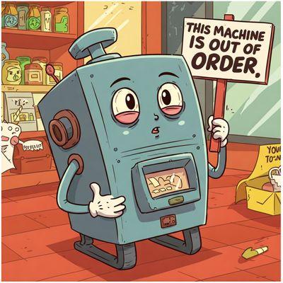 This is the sign we removed when ABC Fixed our machine!