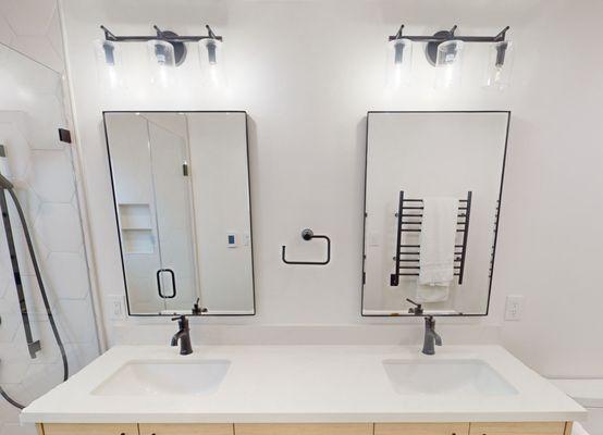 Double sink vanity, complete Bath remodel